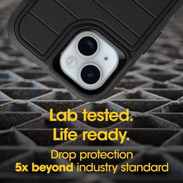 Alt view image 7 of 7 - for iPhone 17e & iPhone 16e (Only) - Defender Series Case - Black - Screenless - Rugged & Durable - with Port Protection - Holster Clip Includes - Microbial Defense Protection