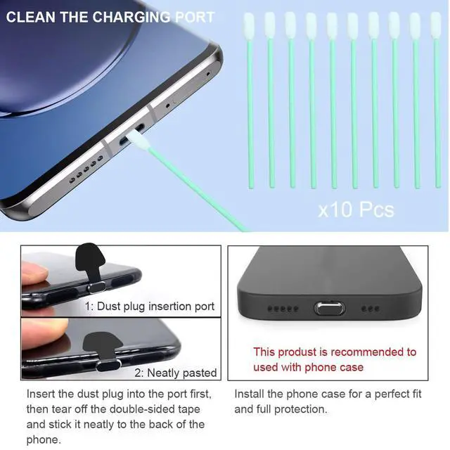 Alt view image 4 of 7 - USB C-Type Anti Loss Dust Plugs, USB C-Type Port Silicone Dust Covers, with Detachable Adhesive for Mobile Phone, Compatible with 15, 16 17 Plus Pro Max..., All USB C Ports (Type-C-1)