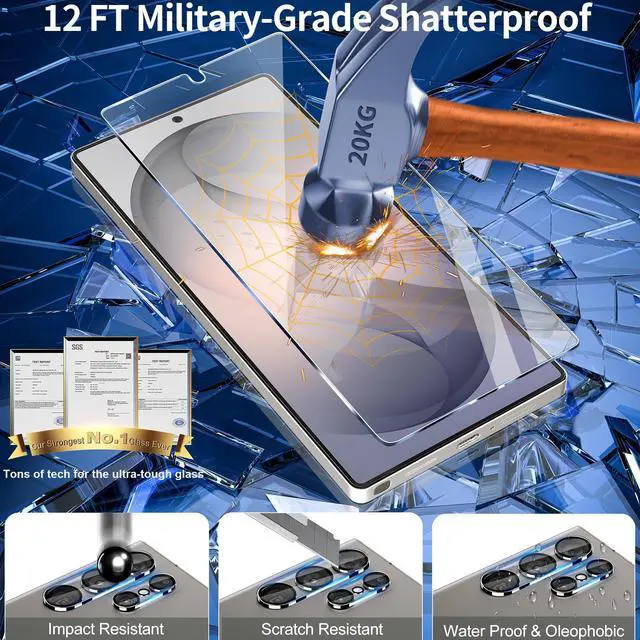 Alt view image 5 of 7 - 3 Pack for Samsung Galaxy S26 Ultra Screen Protector Tempered Glass + 3 Pack Camera Lens Protector, Military Grade Shatterproof, 9H Hardness, Fingerprint Unlock,Case Friendly 6.9 Inch