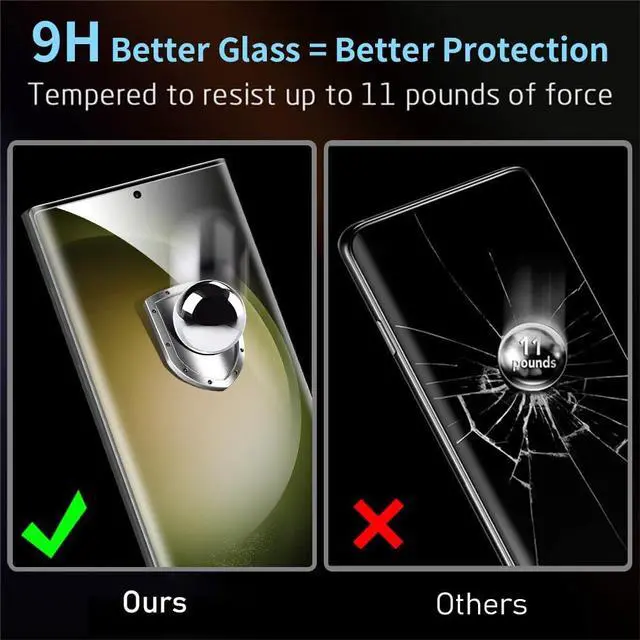 Alt view image 3 of 7 - 3 Pack Galaxy S23 Ultra Screen Protector, HD Clear Tempered Glass, Fingerprint Unlock, 3D Curved, Scratch Resistant, No Bubble for Samsung Galaxy S23 Ultra 5G Glass Screen Protector