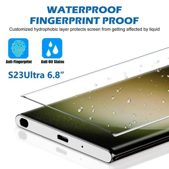 Alt view image 5 of 7 - 3 Pack Galaxy S23 Ultra Screen Protector, HD Clear Tempered Glass, Fingerprint Unlock, 3D Curved, Scratch Resistant, No Bubble for Samsung Galaxy S23 Ultra 5G Glass Screen Protector