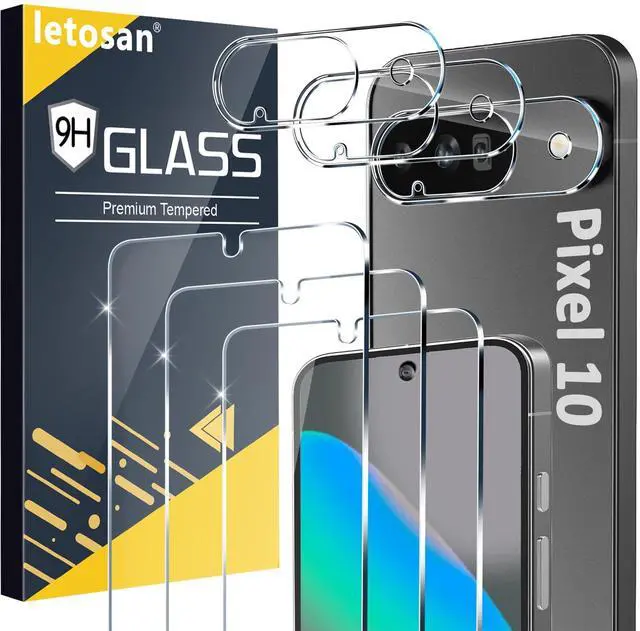 Main image of 3 Pack for Google Pixel 10 Screen Protector Tempered Glass + 3 Pack Camera Lens Protector, Military Grade Shatterproof, 9H Hardness, Fingerprint Unlock,Case Friendly 6.3 Inch