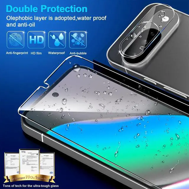 Alt view image 4 of 7 - 3 Pack for Google Pixel 10 Screen Protector Tempered Glass + 3 Pack Camera Lens Protector, Military Grade Shatterproof, 9H Hardness, Fingerprint Unlock,Case Friendly 6.3 Inch