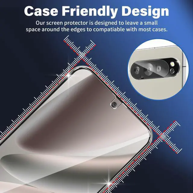 Alt view image 6 of 7 - 3 Pack for Google Pixel 10 Pro XL Screen Protector Tempered Glass + 3 Pack Camera Lens Protector, Military Grade Shatterproof, 9H Hardness, Fingerprint Unlock,Case Friendly 6.8 Inch