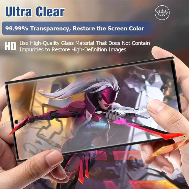 Alt view image 7 of 7 - [2+2 Pack Galaxy S23 Ultra Screen Protector, 9H Tempered Glass Scratch Resistant, Ultrasonic Fingerprint Support, For Samsung Galaxy S23 Ultra 5G 6.8 Inch Glass Screen Protector