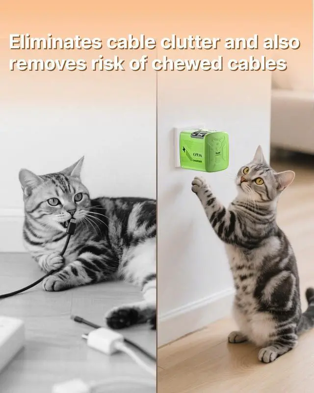 Alt view image 7 of 7 - Retractable Wall Charger, 60W Gan Fast Charger with Built-in 47.2 USB-C & Lightning Cables, No Cable Mess Charging Solution for iPhone 17/16/15, Galaxy S25/S24Green