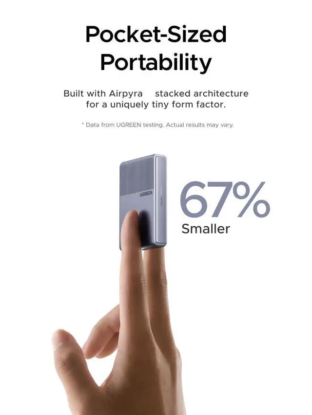 Alt view image 2 of 7 - 45W USB C Charger Block, Flat USBC Wall Charger, Ultra Slim and Foldable Plug Power Adapter for iPhone 17 16, Galaxy S26/S25, iPad, MacBook Air/Neo/Pro, Grey