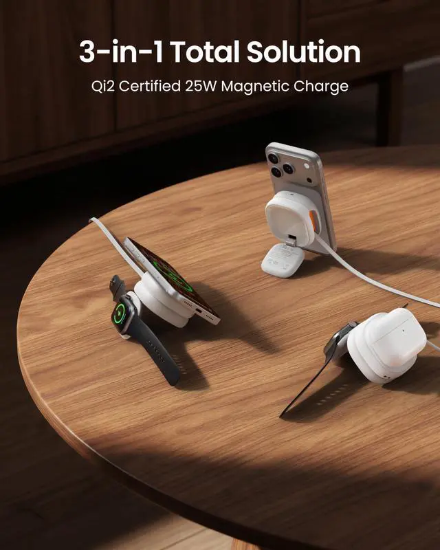 Alt view image 2 of 7 - 3 in 1 Charging Station for Apple,Qi2.2 25W Wireless Charger Dock