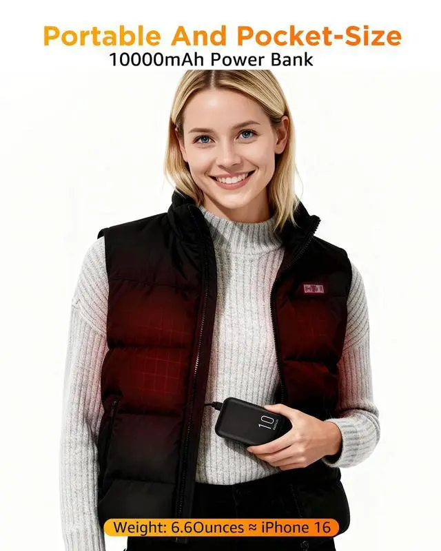 Alt view image 6 of 7 - 5v 2a Heated Vest Battery Pack, 10000mah LCD Display Power Bank for Heated Jacket,Heated Coat,Heated Clothing,Heated Pant,Heated Hoodie,USB Heated Blanket,Heated Seat/Chair.