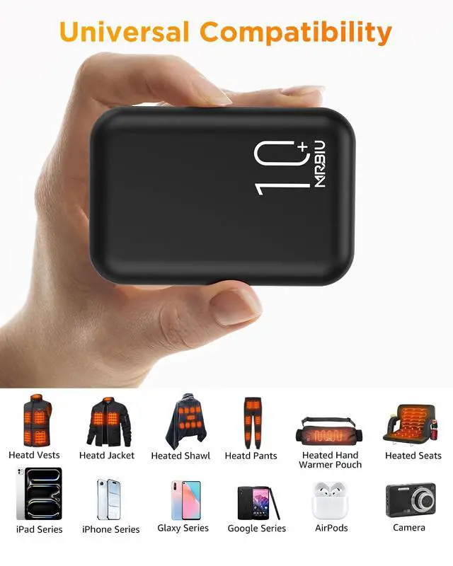 Alt view image 5 of 7 - 5v 2a Heated Vest Battery Pack, 10000mah LCD Display Power Bank for Heated Jacket,Heated Coat,Heated Clothing,Heated Pant,Heated Hoodie,USB Heated Blanket,Heated Seat/Chair.