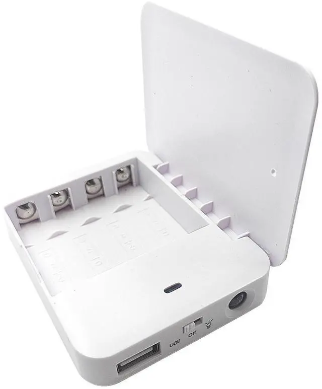 Main image of Battery Operated Phone Charger Emergency|USB Battery Powered Power Bank Portable 4 AA Batteries Powered Outlet (White)