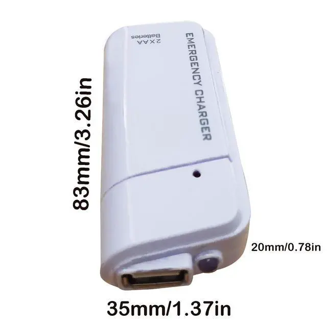 Alt view image 4 of 6 - Battery Operated Phone Charger Emergency|USB Battery Powered Small Power Bank Portable 2 AA Batteries Powered Outlet. (White)