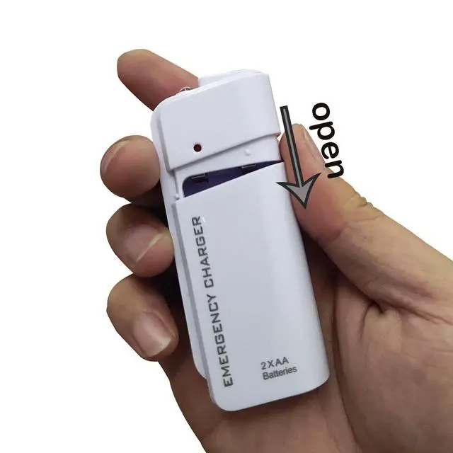Alt view image 3 of 6 - Battery Operated Phone Charger Emergency|USB Battery Powered Small Power Bank Portable 2 AA Batteries Powered Outlet. (White)