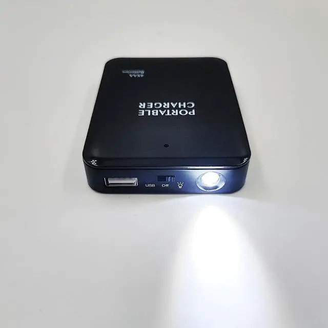 Alt view image 2 of 7 - Battery Operated Phone Charger with LED|EmergencyUSB Battery Powered Power Bank Portable 4 AA Batteries Powered Outlet (2Pack Black)