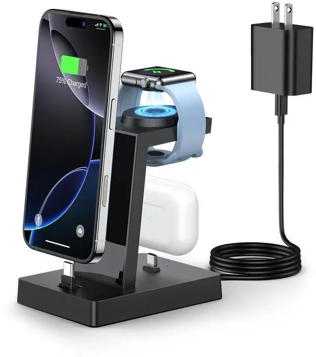 Main image of 30W Fast 3 in 1 Charging Station for Apple Devices - USB C Charger Stand for iPhone 17 16 15 Pro Max Plus & AirPods 4,Wireless Charger Dock Compatible with Apple Watch Ultra/10/9/8/7/6/5/4/3/SE