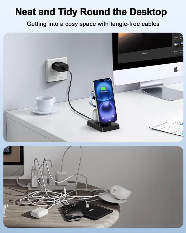 Alt view image 7 of 7 - 30W Fast 3 in 1 Charging Station for Apple Devices - USB C Charger Stand for iPhone 17 16 15 Pro Max Plus & AirPods 4,Wireless Charger Dock Compatible with Apple Watch Ultra/10/9/8/7/6/5/4/3/SE
