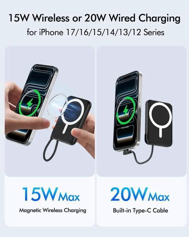 Alt view image 4 of 7 - for Magsafe Power Bank 5000mAh, Slim Magnetic Portable Charger