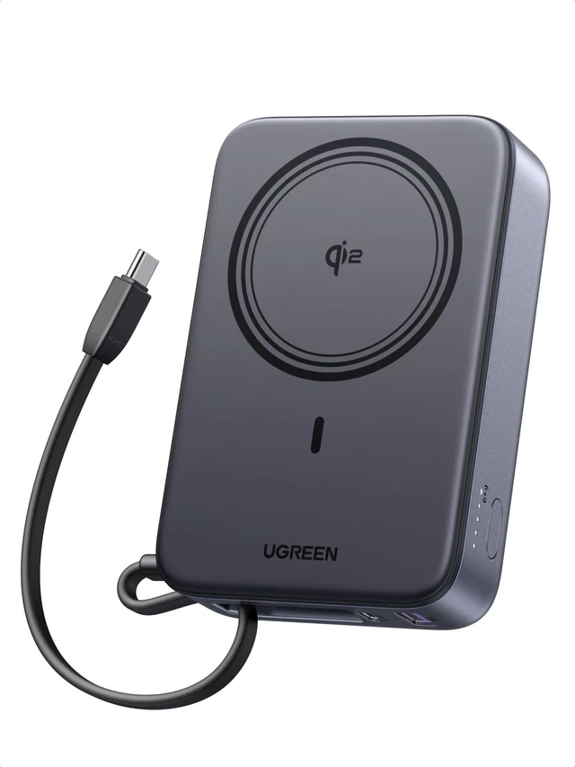 Main image of UGREEN 20000mAh Qi2 15W Power Bank, Built-in Cable PD 30W for iPhone 18 Pro | Built-in USB-C cable, Qi2 15W wireless & 30W PD wired. Compatible with iPhone 18 Pro/15 & Galaxy series.