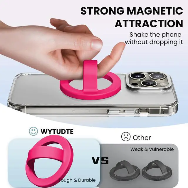 Alt view image 2 of 7 - Magnetic Silicone Ring Grip Phone Holder, Loop Grip Phone Holder,Magnetic Phone Loop,Magsafe Phone Grip,Compatible with Magsafe for iPhone 16/15/14/13/12 Series (Pink)