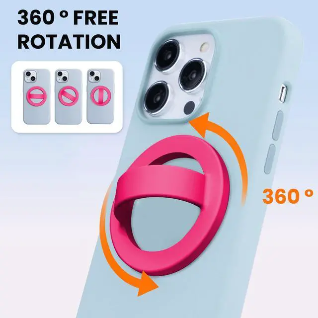 Alt view image 3 of 7 - Magnetic Silicone Ring Grip Phone Holder, Loop Grip Phone Holder,Magnetic Phone Loop,Magsafe Phone Grip,Compatible with Magsafe for iPhone 16/15/14/13/12 Series (Pink)