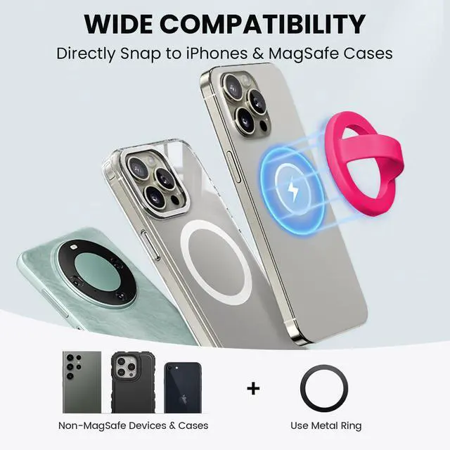 Alt view image 4 of 7 - Magnetic Silicone Ring Grip Phone Holder, Loop Grip Phone Holder,Magnetic Phone Loop,Magsafe Phone Grip,Compatible with Magsafe for iPhone 16/15/14/13/12 Series (Pink)