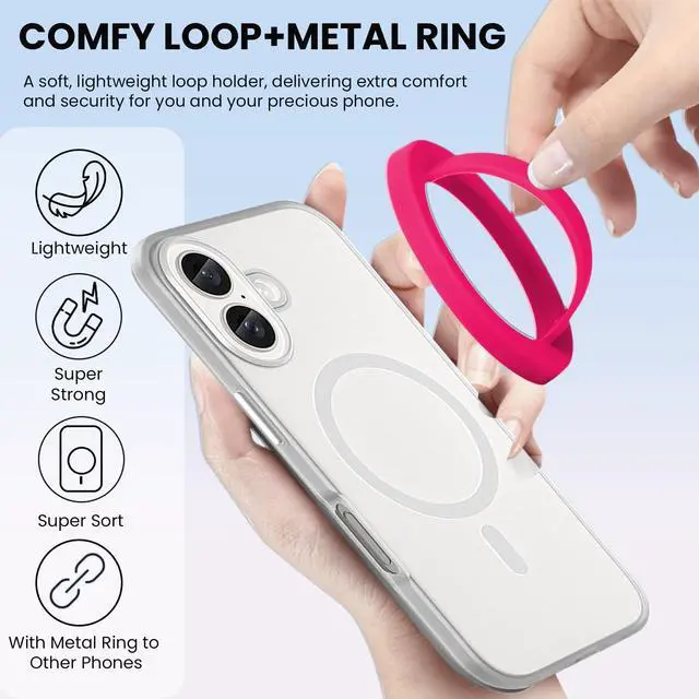 Alt view image 5 of 7 - Magnetic Silicone Ring Grip Phone Holder, Loop Grip Phone Holder,Magnetic Phone Loop,Magsafe Phone Grip,Compatible with Magsafe for iPhone 16/15/14/13/12 Series (Pink)