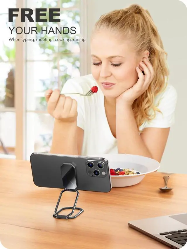 Alt view image 2 of 7 - Phone Kickstand Ring Holder, Magnetic Cell Phone Grips, Phone Stand for Desk, Adhesive Phone Holder for Hand, 360° Rotation Ring for Back of iPhone Case