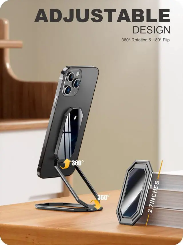Alt view image 6 of 7 - Phone Kickstand Ring Holder, Magnetic Cell Phone Grips, Phone Stand for Desk, Adhesive Phone Holder for Hand, 360° Rotation Ring for Back of iPhone Case