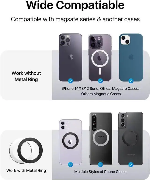 Alt view image 7 of 7 - Transparent Magnetic Phone Grip Holder, Compatible for Magsafe Phone Grip, Collapsible Expandible Mobile Phone Grips Stand for iPhone 17 16 15 14 13 12 Series - Clear Crystal Blue Fragment Glitter