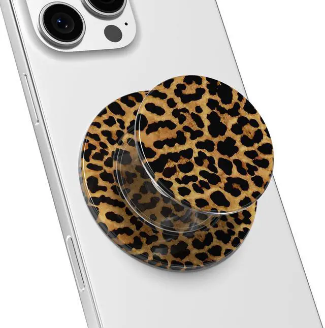 Main image of Magnetic Phone Grip Compatible with Magsafe Phone Grip Holder, Collapsible Cheetah Print Mag Safe Cellphone Grips Kickstand, Cute Leopard Stand for iPhone Samsung Android, Brown Fall