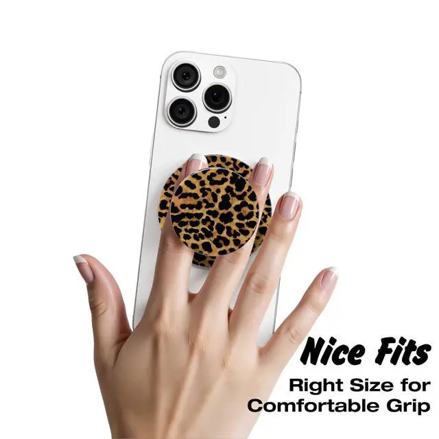 Alt view image 4 of 7 - Magnetic Phone Grip Compatible with Magsafe Phone Grip Holder, Collapsible Cheetah Print Mag Safe Cellphone Grips Kickstand, Cute Leopard Stand for iPhone Samsung Android, Brown Fall
