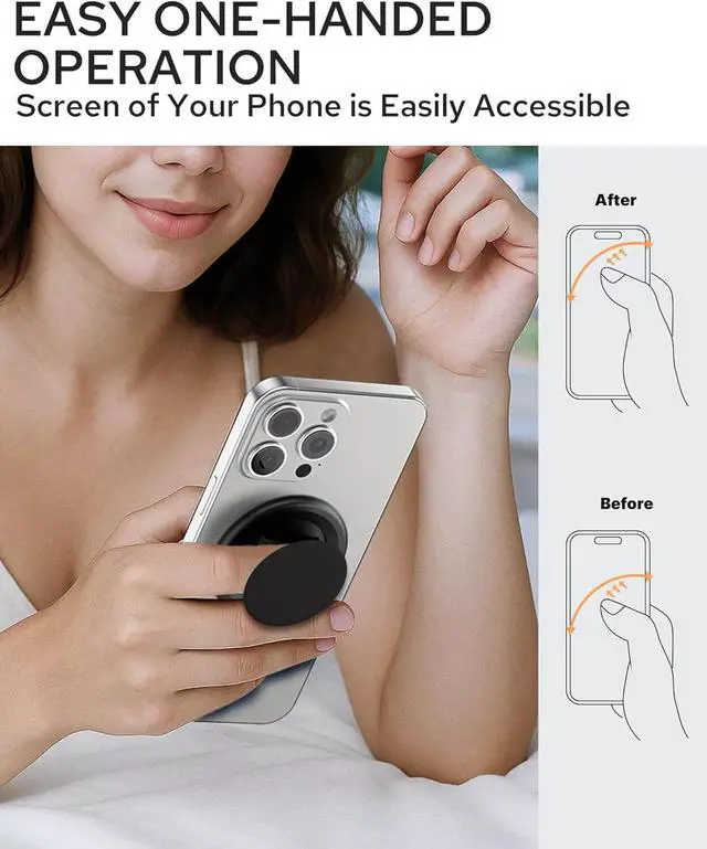 Alt view image 5 of 7 - Genuine Carbon Fiber Magnetic Phone Grip Compatible with MagsafeCollapsible Mobile Phones Stand Holder for Smartphone Tablet Cell Phone Accessory - Plain Weave Black