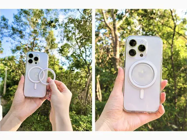 Alt view image 4 of 6 - Magnetic Base Compatible with PopSocket Phone Grips and iPhone MagSafe Cases, Clear and White