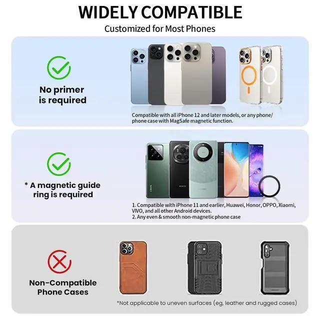 Alt view image 4 of 7 - Magnetic Phone Grip Holder Thin Silicone Finger Loop Ring for iPhone,Compatible with MagSafe for iPhone 16/15/14/13/12 Series (Starlight Purple)