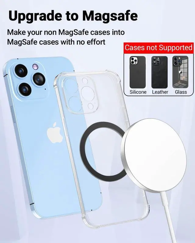 Alt view image 2 of 7 - for MagSafe Sticker,4 PCS,Ultra-Thin(0.4mm) Metal Ring for Kindle/Pop Socket Magnetic Wallet Grip Wireless Charger Case Car Mount,Compatible with iPhone 17/Air/16/15/14,Galaxy S24/S23 (Black 4 PCS)