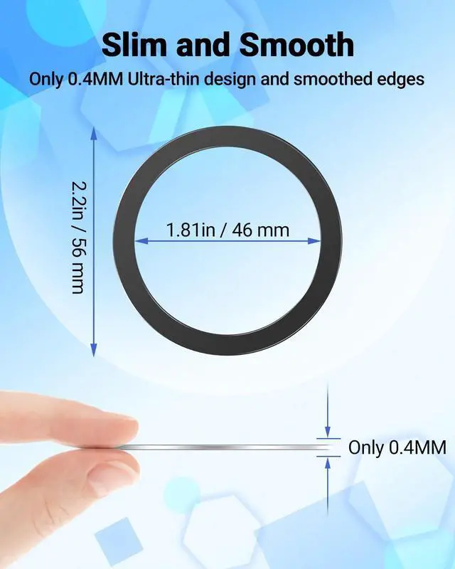 Alt view image 3 of 7 - for MagSafe Sticker,4 PCS,Ultra-Thin(0.4mm) Metal Ring for Kindle/Pop Socket Magnetic Wallet Grip Wireless Charger Case Car Mount,Compatible with iPhone 17/Air/16/15/14,Galaxy S24/S23 (Black 4 PCS)
