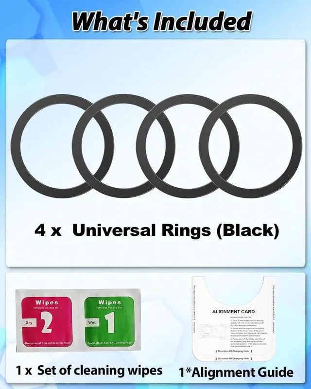 Alt view image 7 of 7 - for MagSafe Sticker,4 PCS,Ultra-Thin(0.4mm) Metal Ring for Kindle/Pop Socket Magnetic Wallet Grip Wireless Charger Case Car Mount,Compatible with iPhone 17/Air/16/15/14,Galaxy S24/S23 (Black 4 PCS)