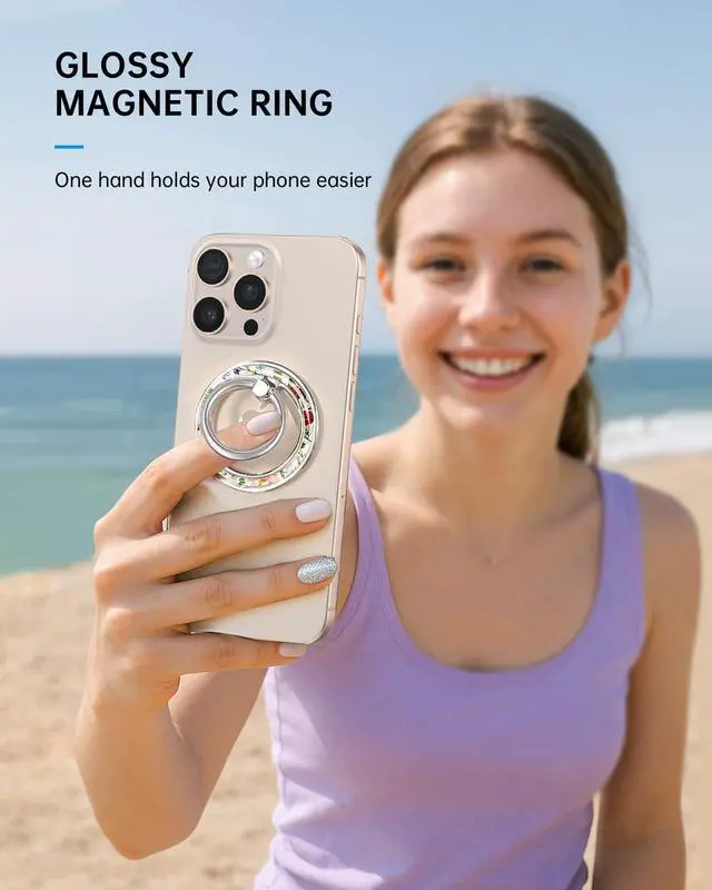 Alt view image 6 of 6 - Magnetic Phone Ring Holder with MagSafe - Magnetic Phone Grip MagSafe Ring Holder Magnet Removable Cell Phone Stand Cute Stylish Accessories for iPhone 17 16 15 14 13 12 Series, Vintage Flower