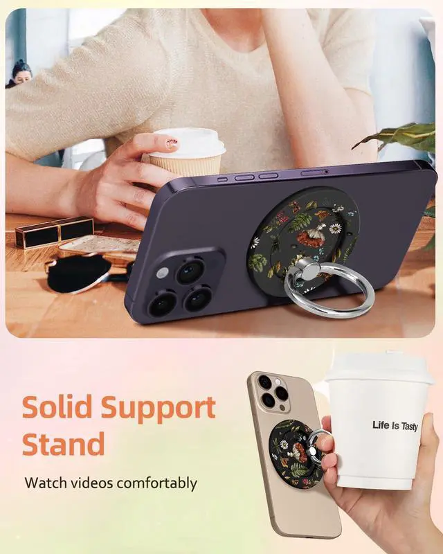 Alt view image 3 of 6 - for Magnetic Phone Ring Holder Compatible with MagSafe for Women Girls - Cute Mushroom Design Magnet Phone Grip Ring Stand Kickstand for iPhone 17/16 Pro Max/16 Pro/16/15/14/13/12 Series