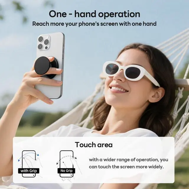 Alt view image 7 of 7 - for MagSafe Phone Grip, Magnetic Phone Grip Holder Built-in Phone Stand, Magnetic Collapsible Expandible Phone Grip with Adjustable Kickstand for Portrait or Landscape, Translucent Pink