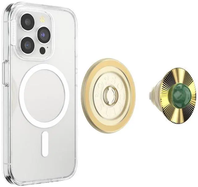 Alt view image 4 of 6 - Phone Grip for MagSafe, Magnetic Holder, Phone Stand, Enamel - Gem Brooch Jade