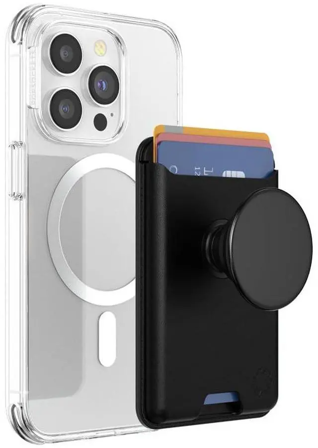 Main image of Phone Wallet for MagSafe, Phone Card Holder with Grip, Black - Black