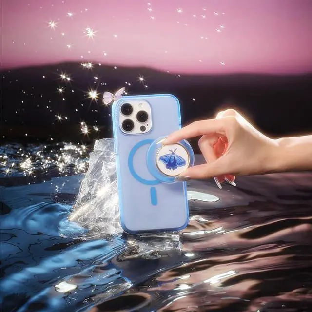 Alt view image 7 of 7 - Phone Grip for MagSafe, Magnetic Holder, Phone Stand, Blue - Enamel Gossamer