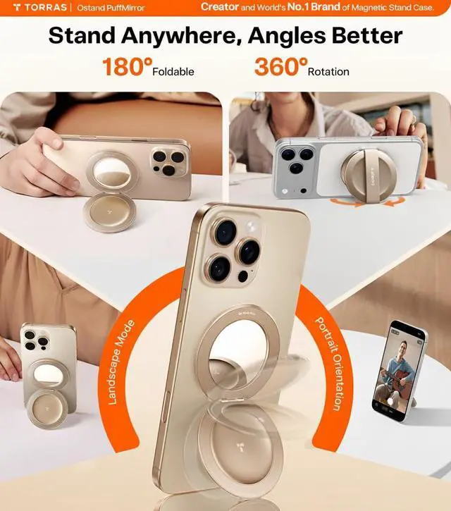 Alt view image 2 of 7 - 2026 Upgraded (Gen 7.0) Magnetic Phone Grip Ring Stand Holder, Comfortable Silicone Ring, Compatible with MagSafe Accessories 4-in-1 Kickstand for iPhone 17 Pro Max 16 15 14 13 Android,Rosegold