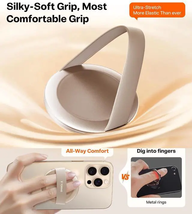 Alt view image 3 of 7 - 2026 Upgraded (Gen 7.0) Magnetic Phone Grip Ring Stand Holder, Comfortable Silicone Ring, Compatible with MagSafe Accessories 4-in-1 Kickstand for iPhone 17 Pro Max 16 15 14 13 Android,Rosegold