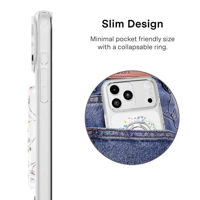 Alt view image 4 of 6 - Compatible with MagSafe Phone Grip 2.0 | Cute Magnetic Ring Holder | Finger Loop Kickstand | Pop On Accessory for iPhone 17, 16, 15, 14, 13, 12 | Enchanted Floral