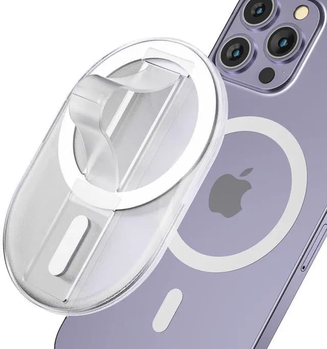 Main image of Magnetic Finger Phone Grip for MagSafe Stand, Phone Grip Strap Holder as Kickstand, Magnetic Phone Grip Holder, for iPhone 17 16 15 14 13 12 Series, Clear