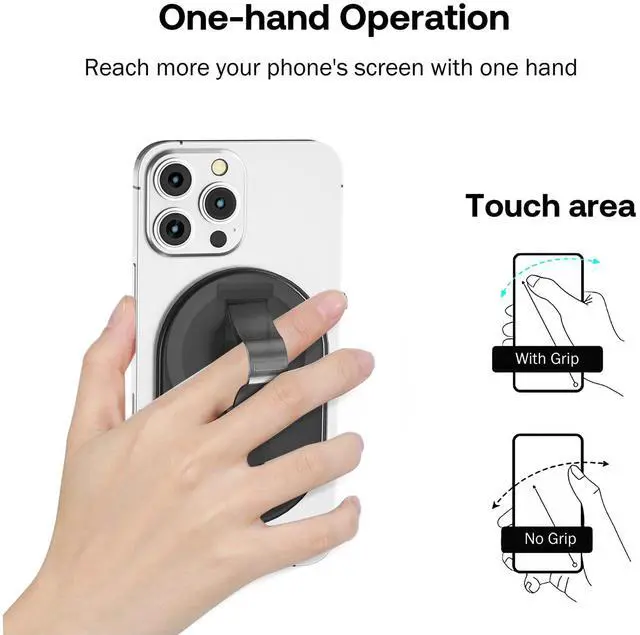 Alt view image 4 of 6 - Magnetic Finger Phone Grip for MagSafe Stand, Phone Grip Strap Holder as Kickstand, Magnetic Phone Grip Holder, for iPhone 17 16 15 14 13 12 Series, Clear