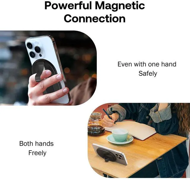 Alt view image 6 of 6 - Magnetic Finger Phone Grip for MagSafe Stand, Phone Grip Strap Holder as Kickstand, Magnetic Phone Grip Holder, for iPhone 17 16 15 14 13 12 Series, Clear