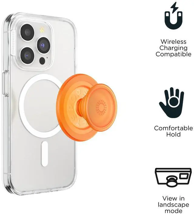 Alt view image 4 of 7 - Phone Grip for MagSafe, Magnetic Holder, Phone Stand - Orange Zest